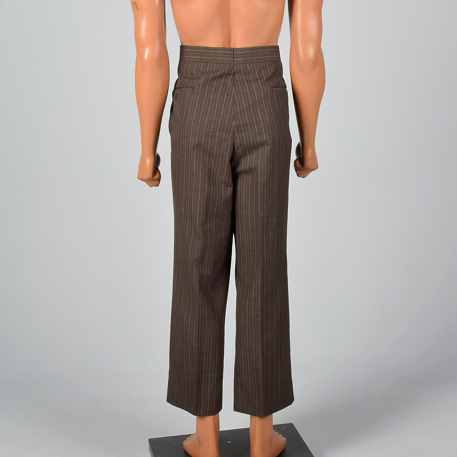 Large 1960s Brown Pinstripe Pants