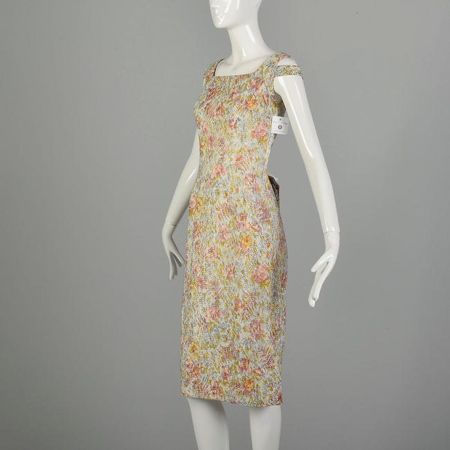 Small 1960s Shayne of Miami Floral Lurex Cocktail Dress