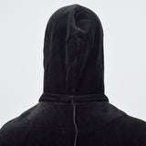 1990s Sonia Rykiel Loose Black Velvet Hooded Coat