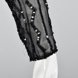 1990s Oleg Cassini Black Silk Beaded Dress