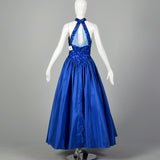 Small 1980s Ballgown Mike Bennet Dress Royal Blue Sequin Gown Prom Pageant Formal Event Full Skirt