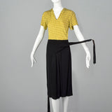 1940s Yellow Dress with Unique Hip Tie Sash