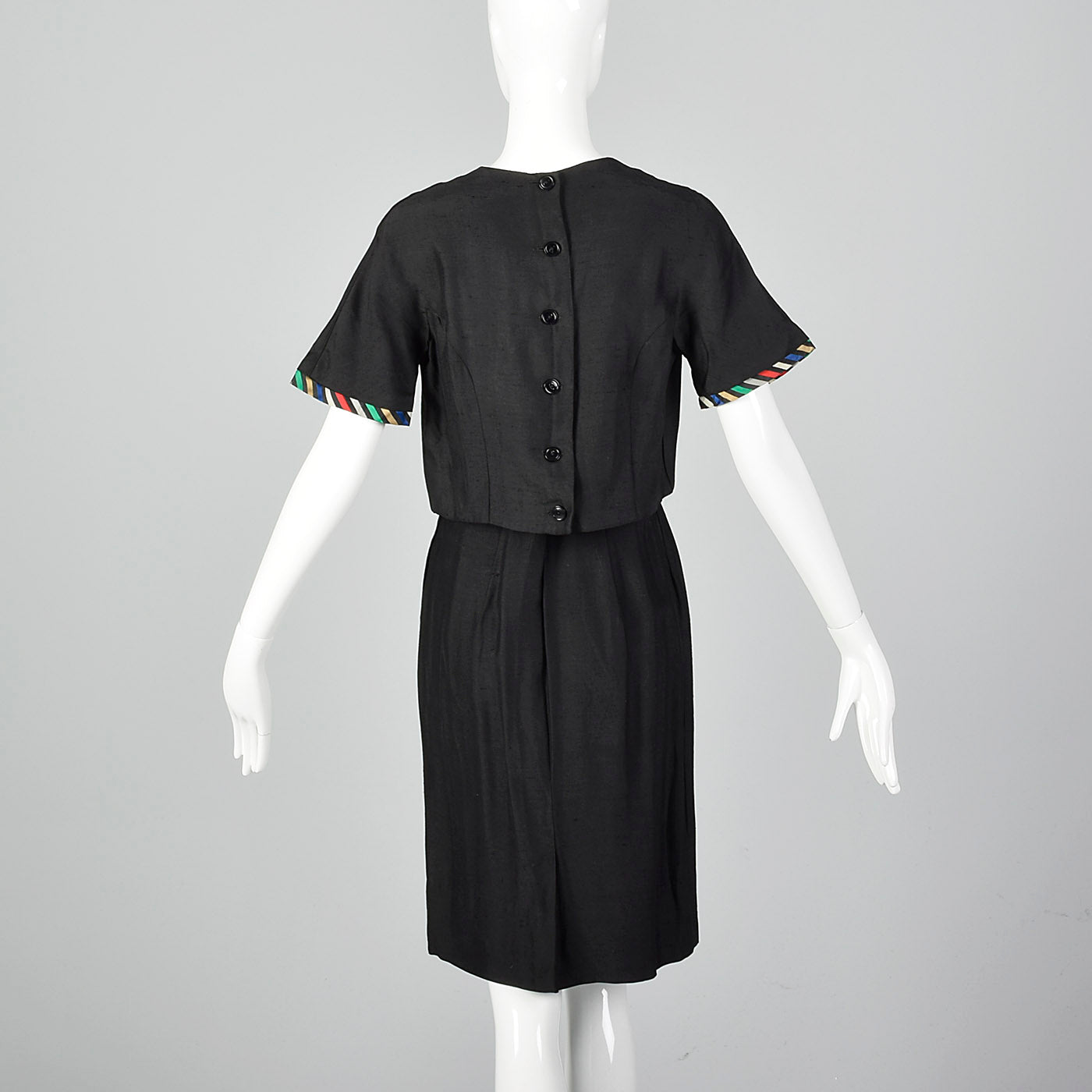 1960s Two Piece Skirt Suit with Ribbon Stripe Trim