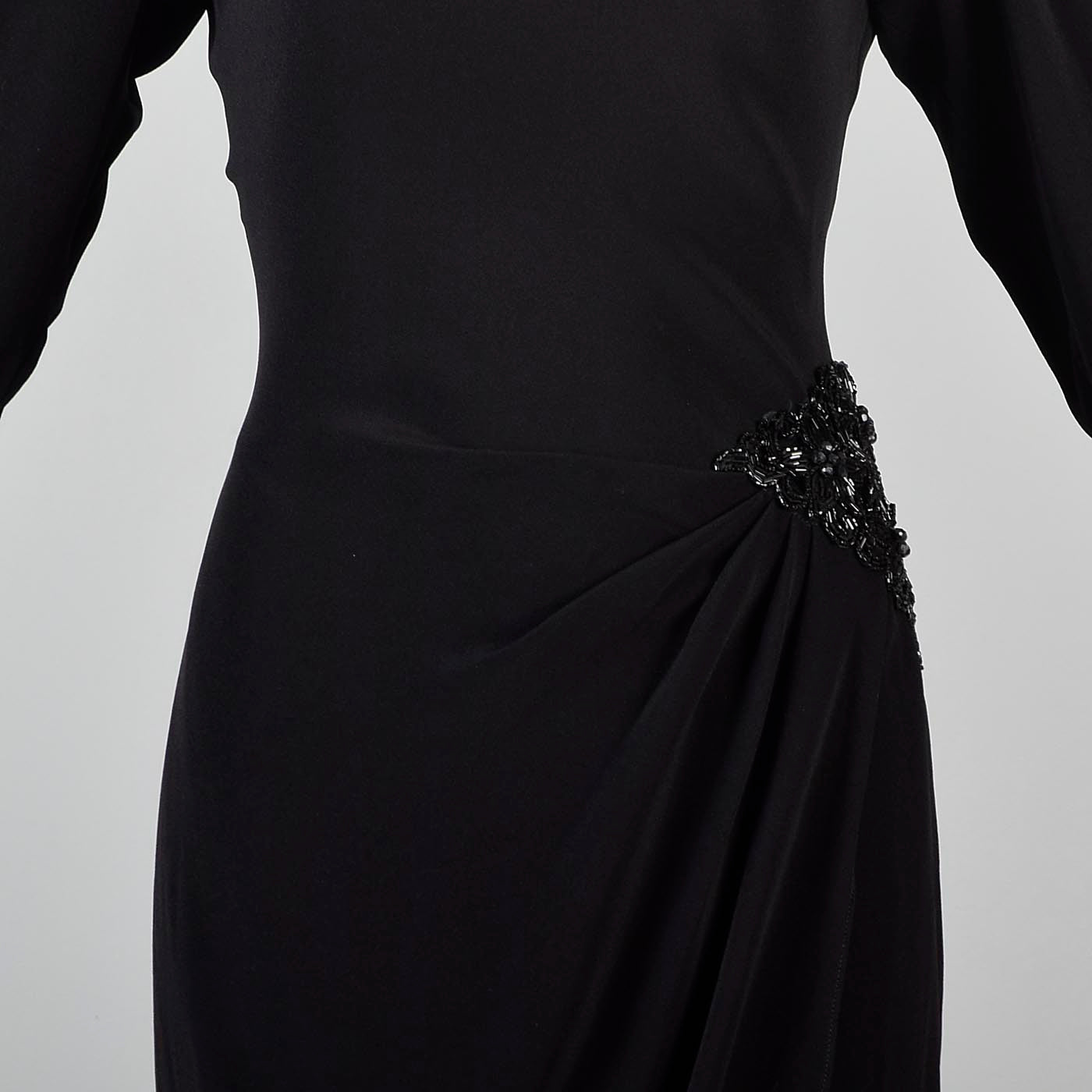 1980s Saks Fifth Avenue Deco Revival Little Black Dress Blade Runner Style