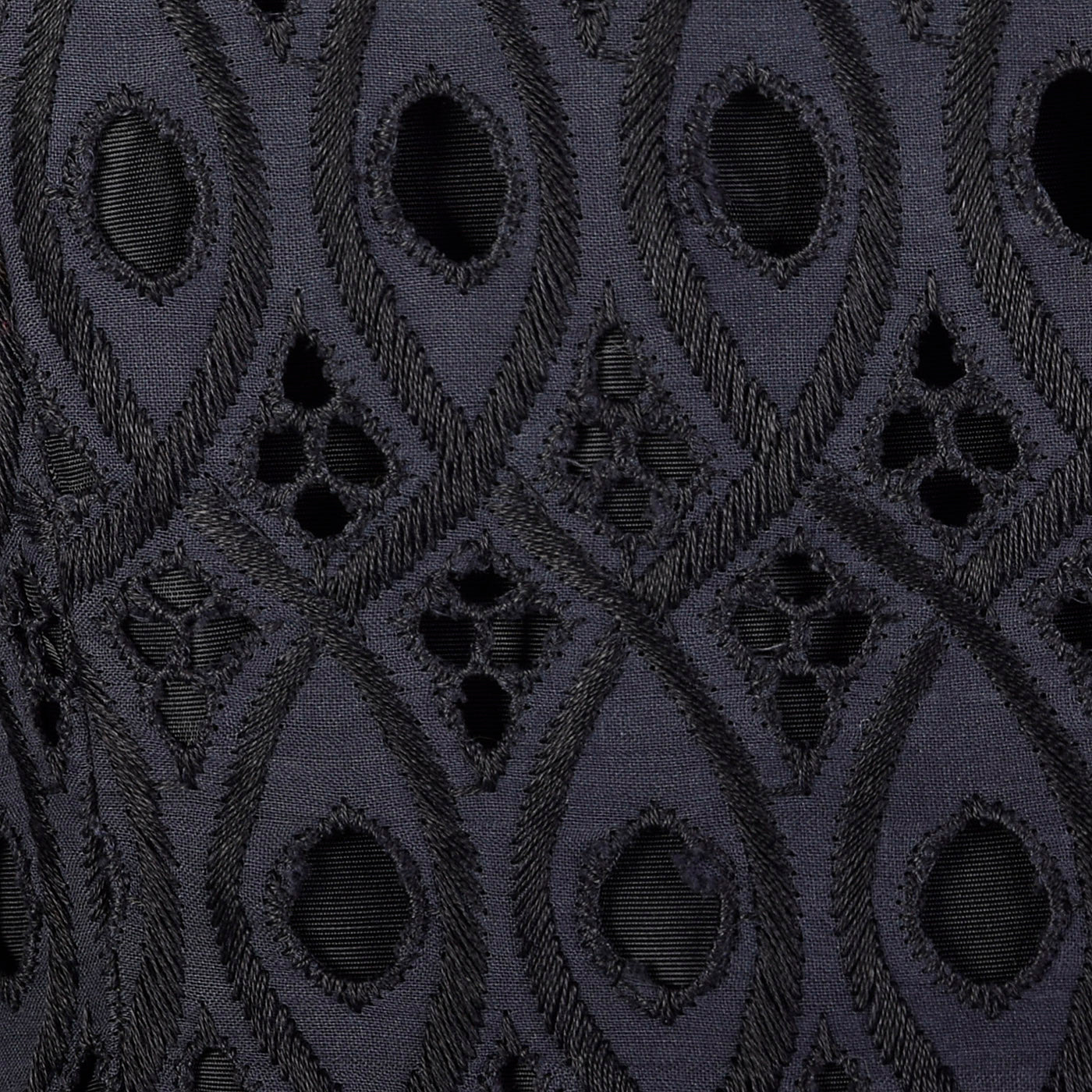 1950s Navy and Black Eyelet Dress with Drop Waist Illusion