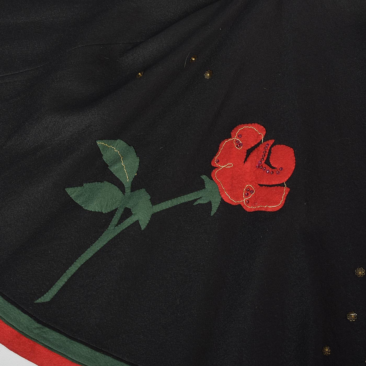 1950s Black Circle Skirt with Felt Flowers