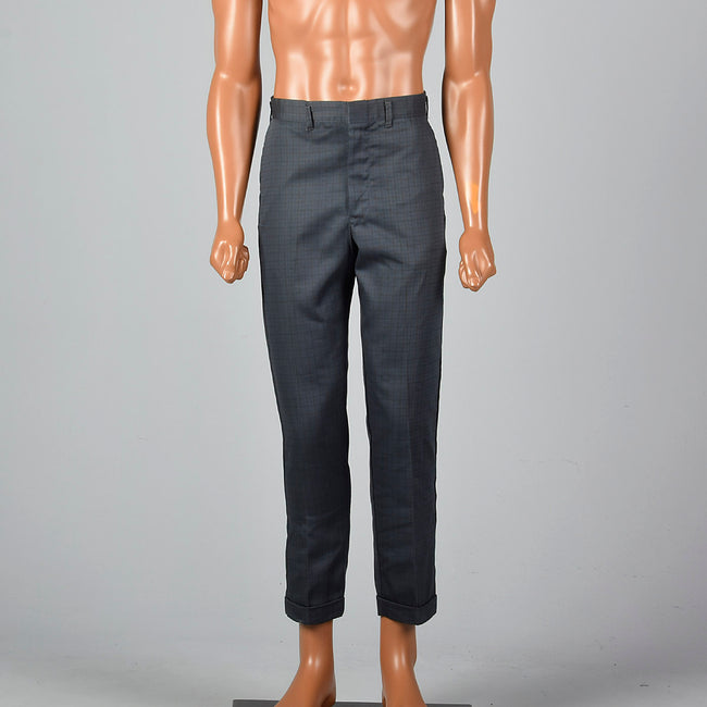 1970s Deadstock Grey Plaid Pants