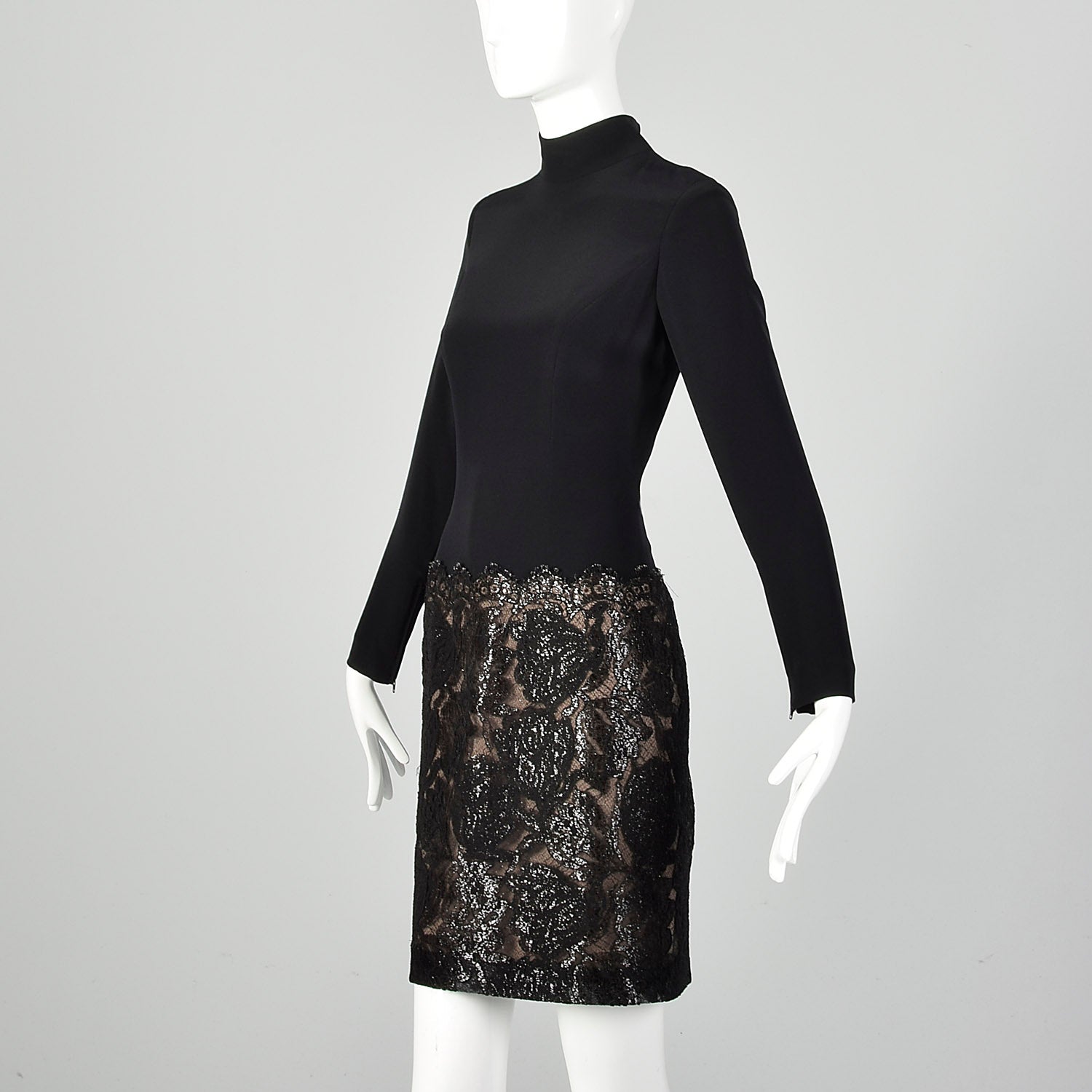 Small Bob Mackie 1990s  Black Mockneck Dress