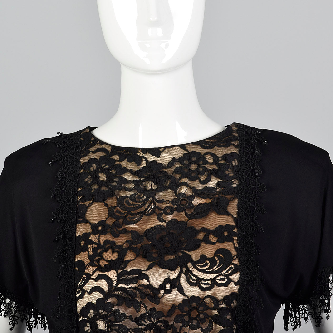 1980s Black Dress with Illusion Lace