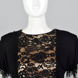 1980s Black Dress with Illusion Lace