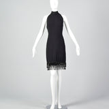 1980s Victor Costa Black Halter Dress