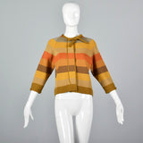 1960s Cropped Sweater with Gold and Orange Stripes