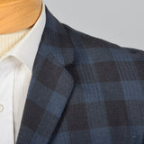 1950s Mens Wool Jacket in Blue and Gray Check