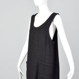 2000s Loose Black Dress in Linen