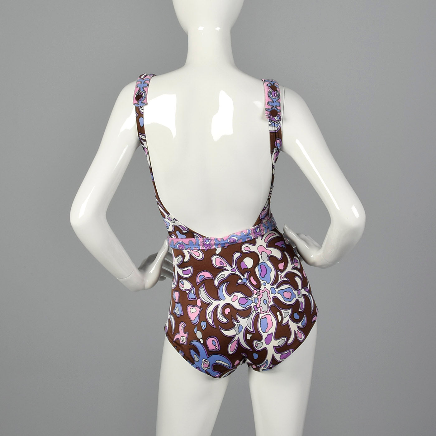 1960s Purple Psychedelic Print Swimsuit