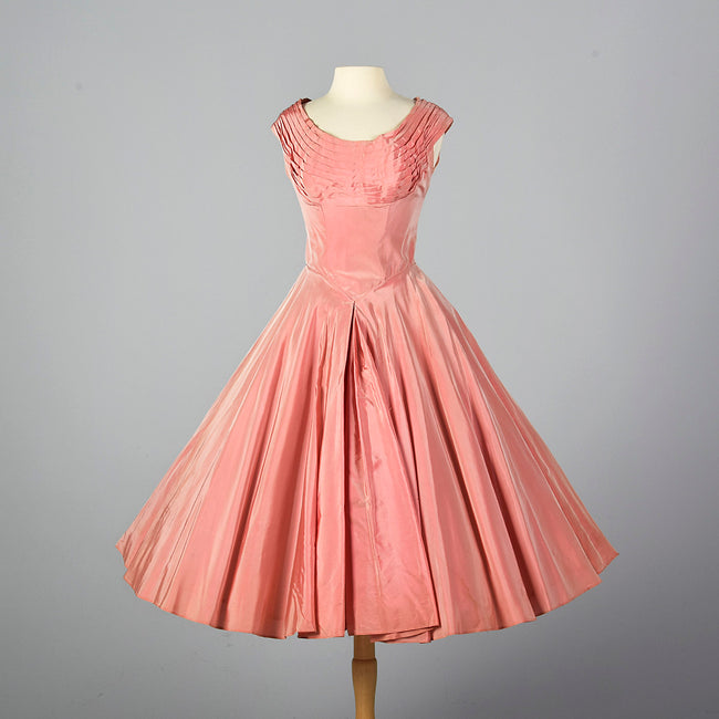 1950s Pink Taffeta Party Dress