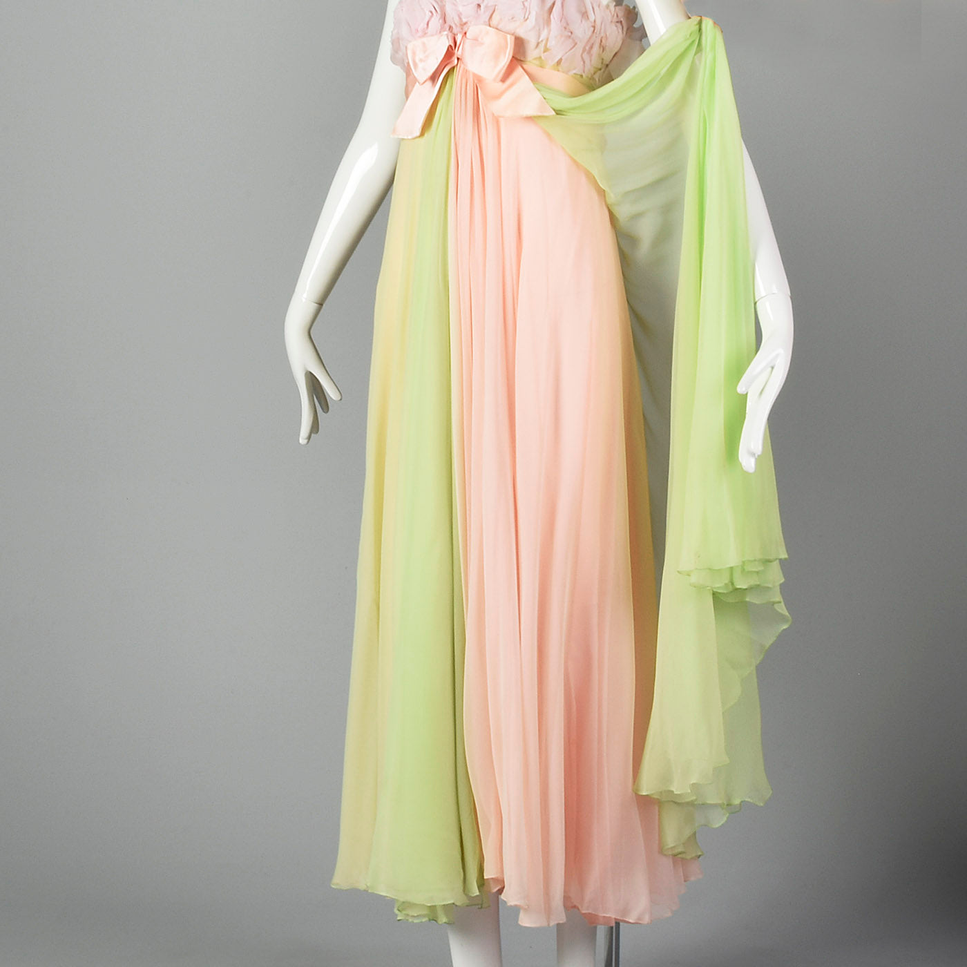 1960s Pastel Chiffon Evening Gown
