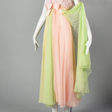 1960s Pastel Chiffon Evening Gown