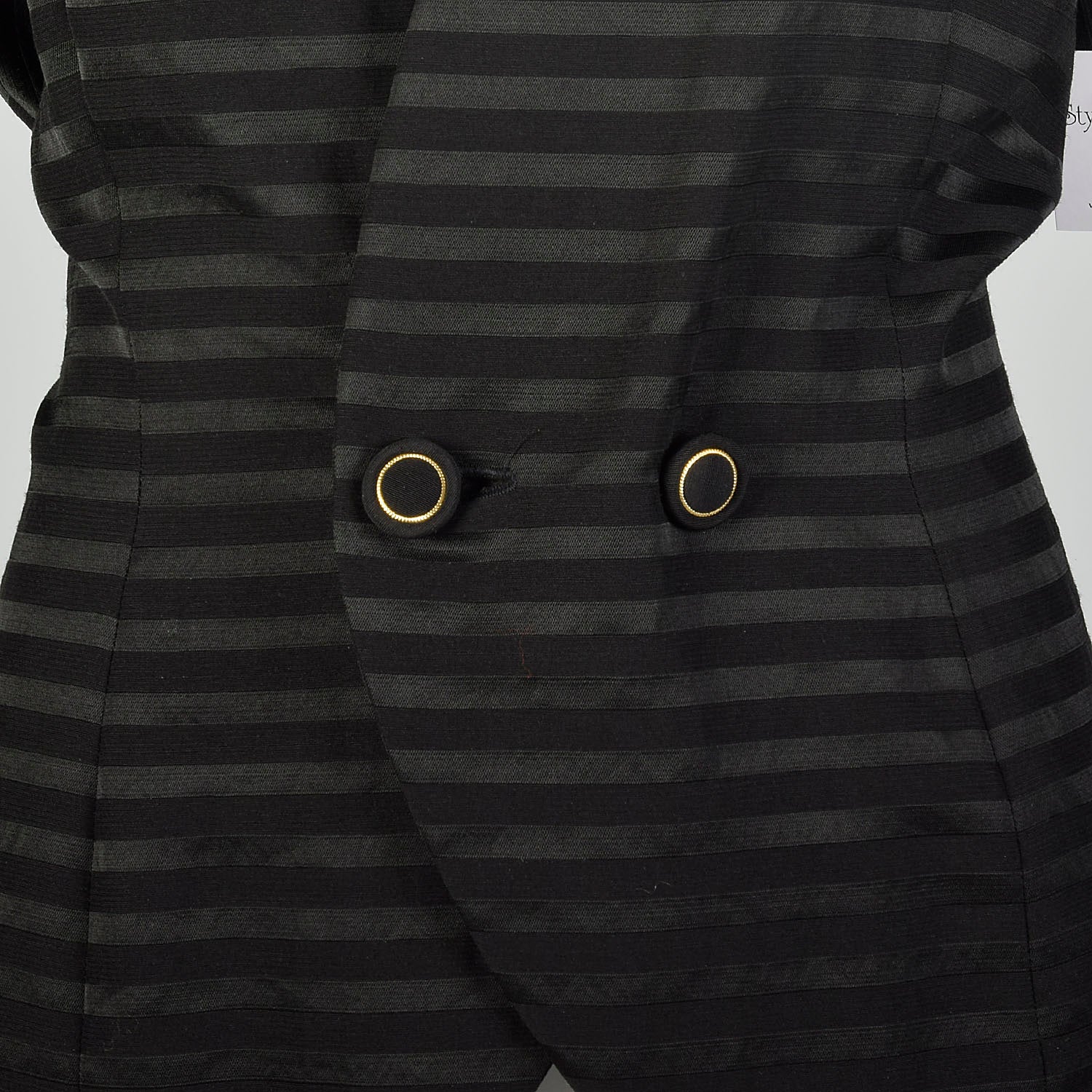 XL 1980s Dominic Serio Blazer Black Striped Power Shoulder Double Breasted Jacket
