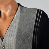 1950s Mens Campus Black and Gray Cardigan