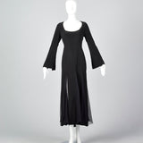 1990s Jil Sander Sexy Gothic Dress with Sheer Silk Panel Skirt