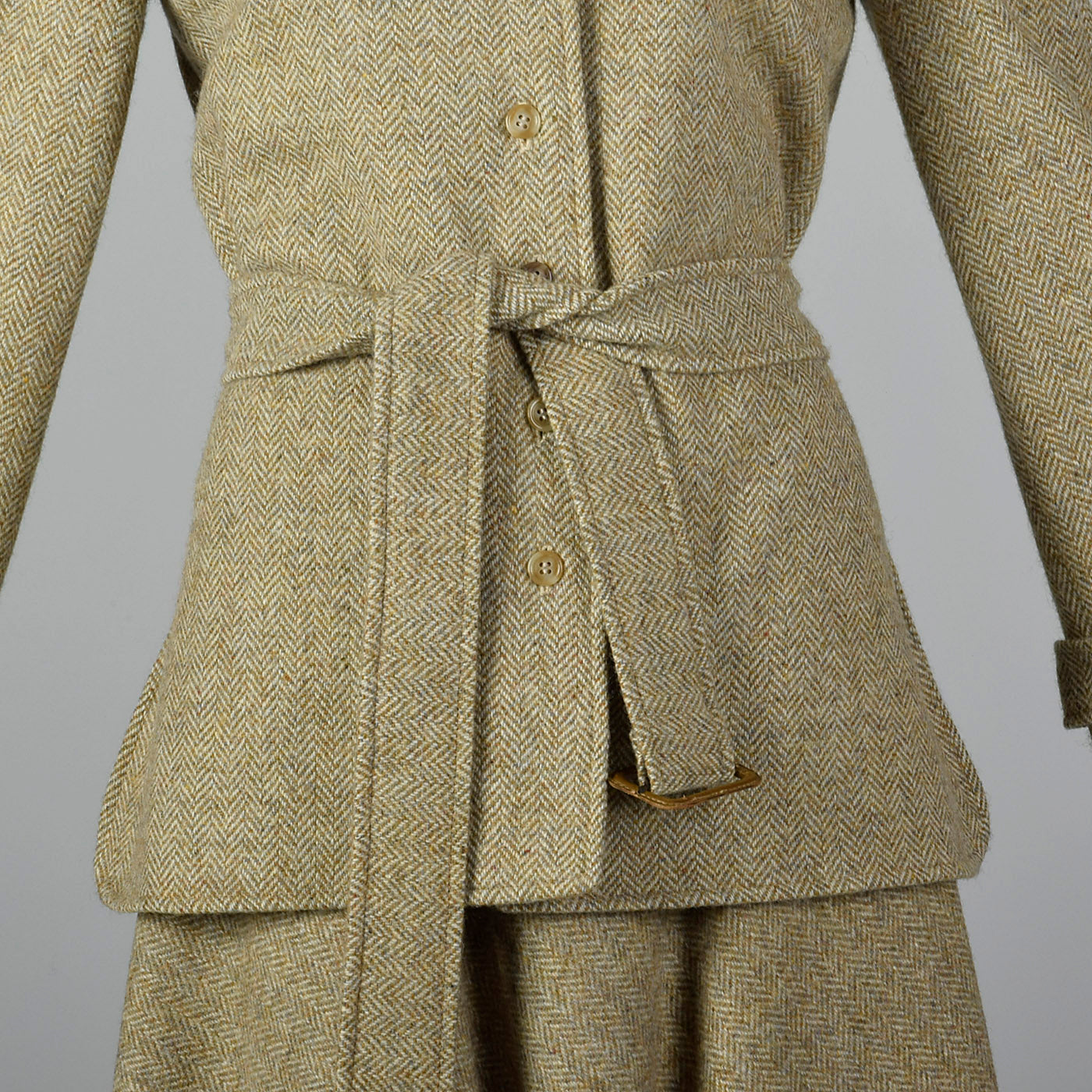 1970s Anne Klein Tweed Safari Style Suit