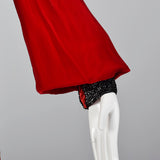 1960s Red Velvet Dress with Poet Sleeves