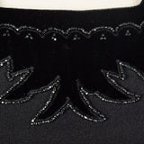 1950s Black Rayon Dress with Velvet Trim