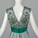 Small 1960s Saks Fifth Blue Beaded Maxi Dress