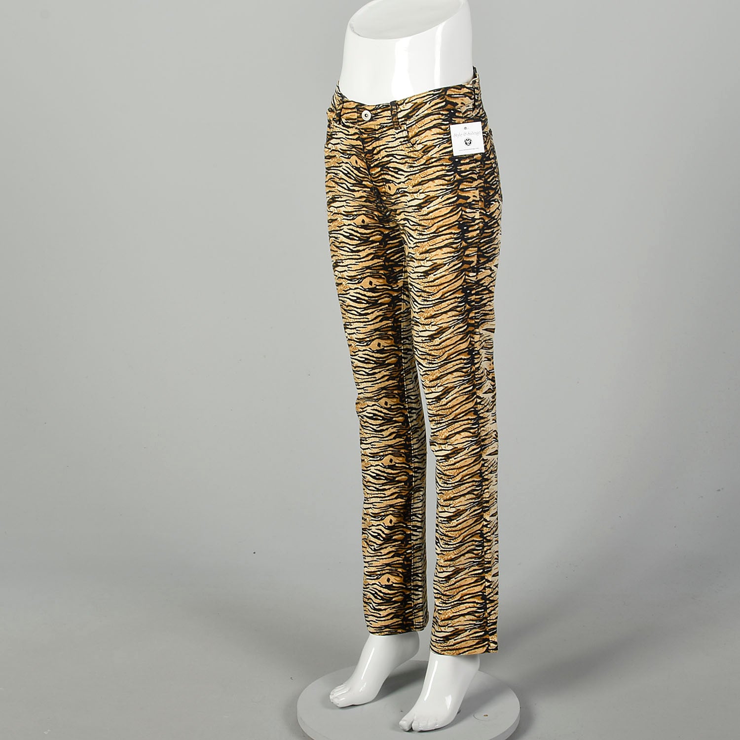 Small Guess Jeans Tiger Stripe Pants Mid Rise Cotton Animal Print