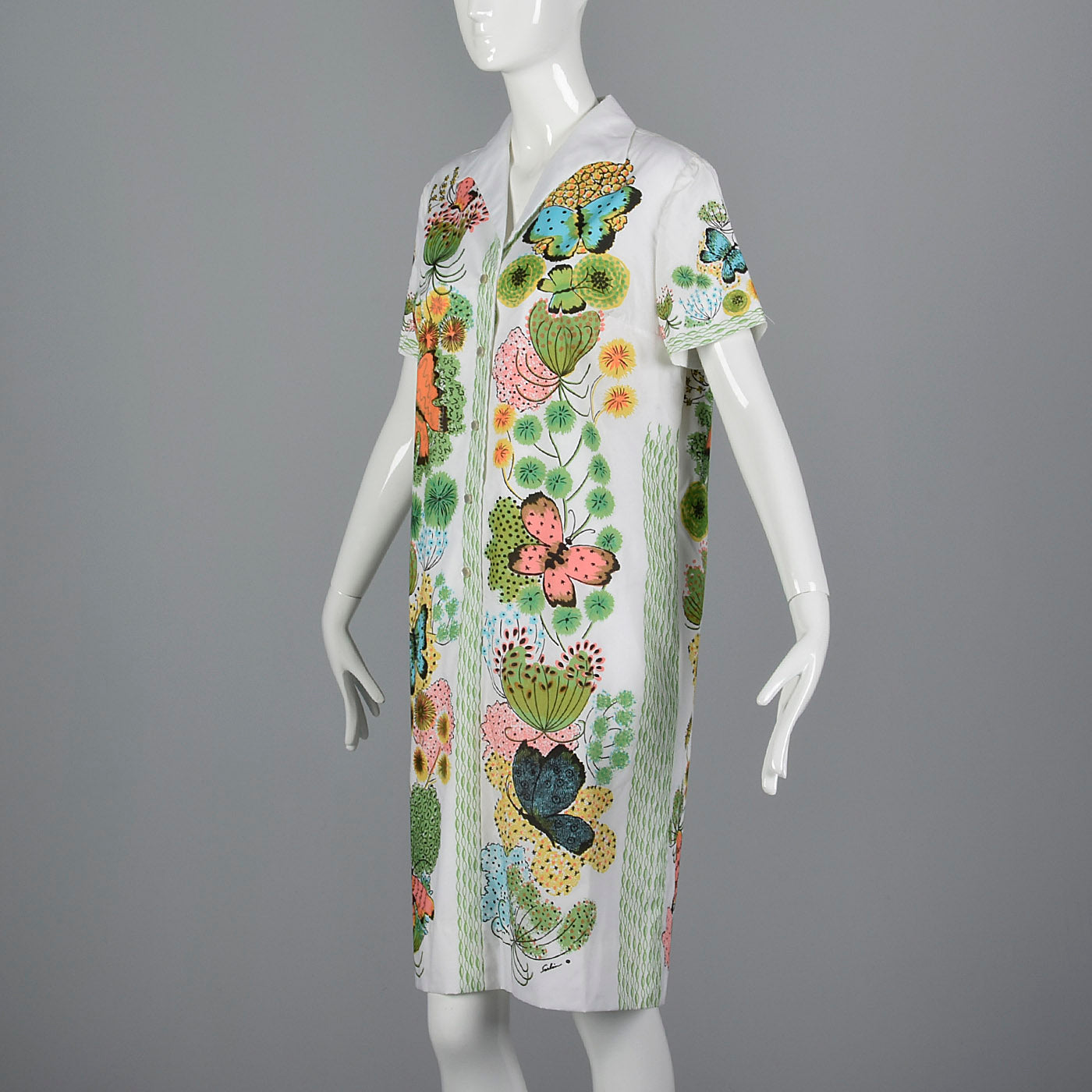 1960s Novelty Print Butterfly Dress