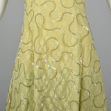 1960s Green Lace Overlay Dress with Sequins