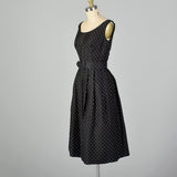 XXS 1950s Adele Simpson Black and White Polka Dot Dress