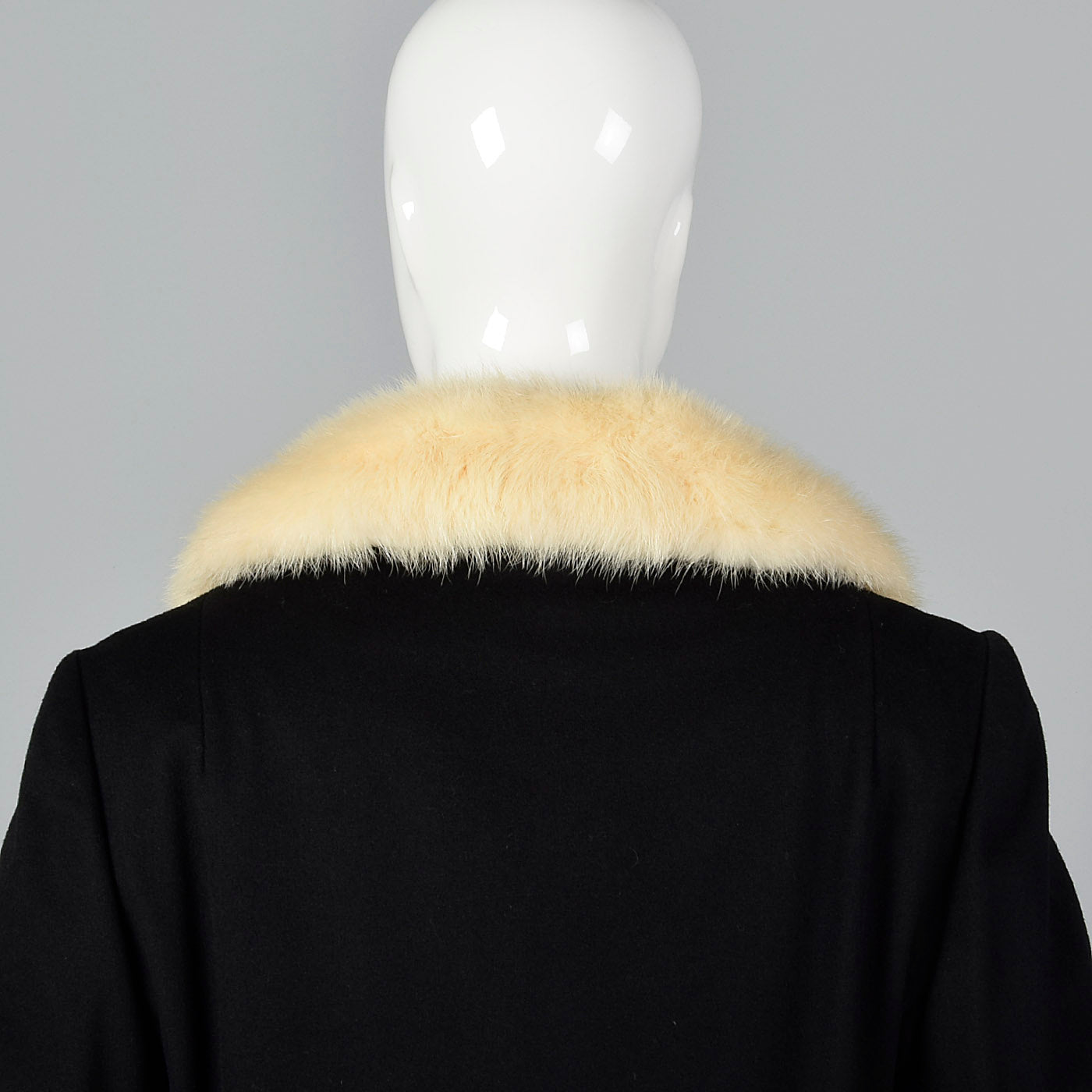 1960s Wool Shift Dress with Mink Fur Lapel Jacket