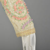 Medium 1980s Diane Freis Beaded Lace Jacket Spring Pastel Bolero