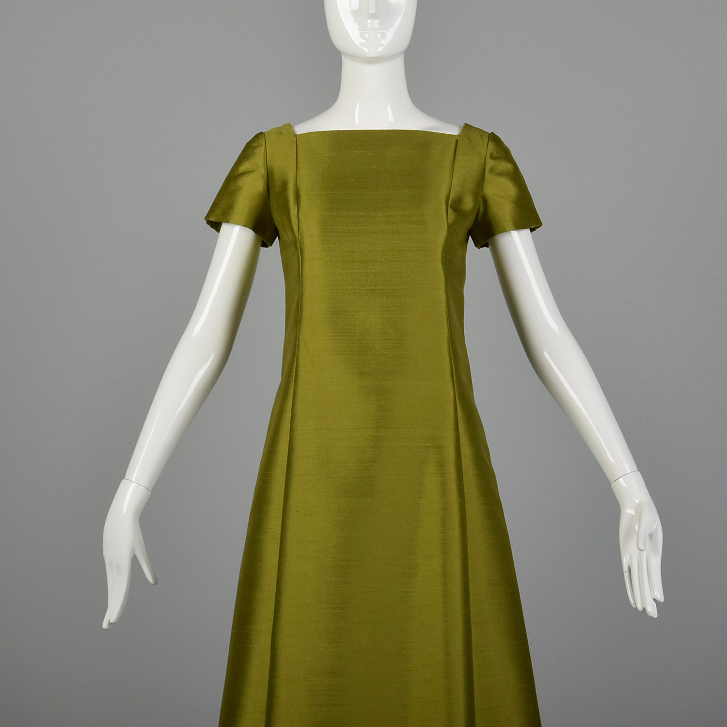 1960s Malcom Starr Green Maxi Evening Dress