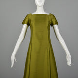 1960s Malcom Starr Green Maxi Evening Dress