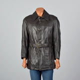 1960s Mens Belted Leather Norfolk Jacket