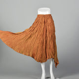 2000s Issey Miyake Iridescent Orange Pleated Skirt with Asymmetric Hem