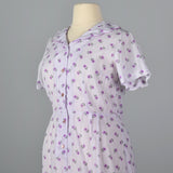 1950s Purple Floral Dress with Scallop Collar