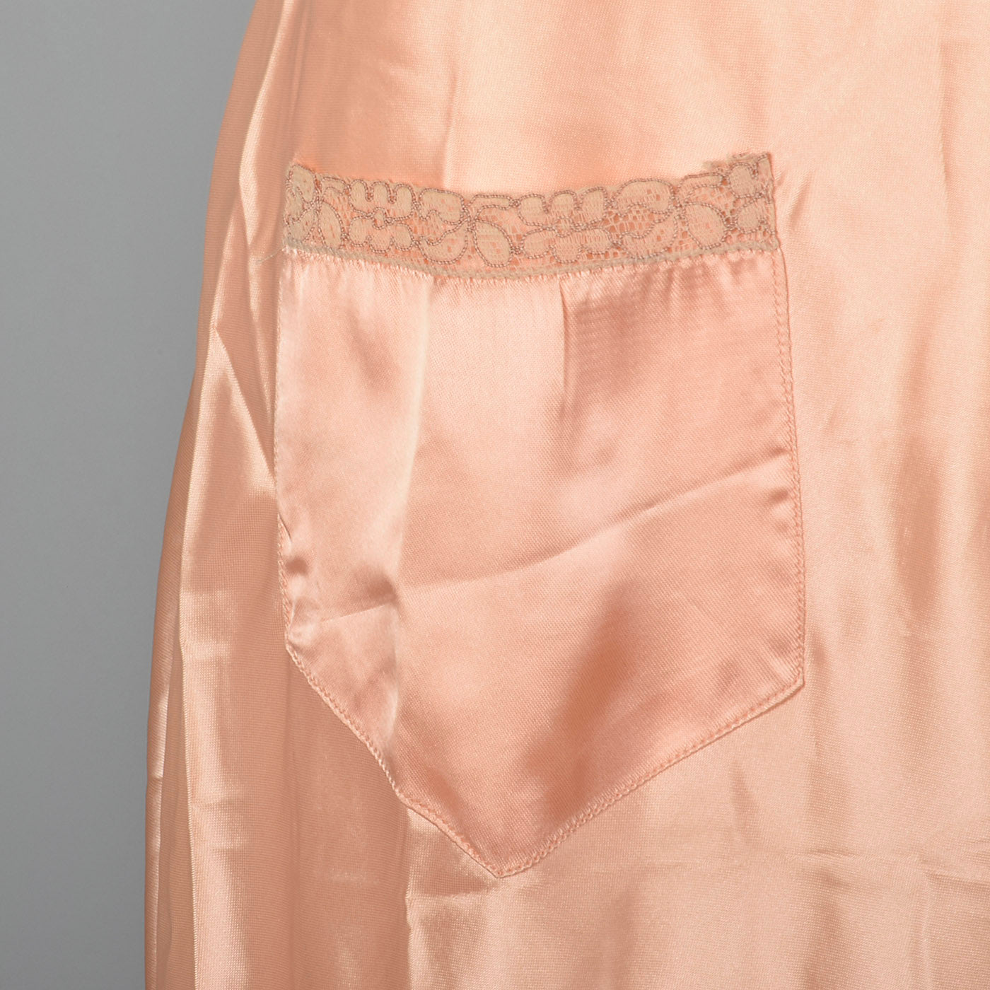 1930s Pink Satin Nightgown with Front Pocket