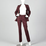 1990s Jil Sander Iridescent Burgundy Pant Suit