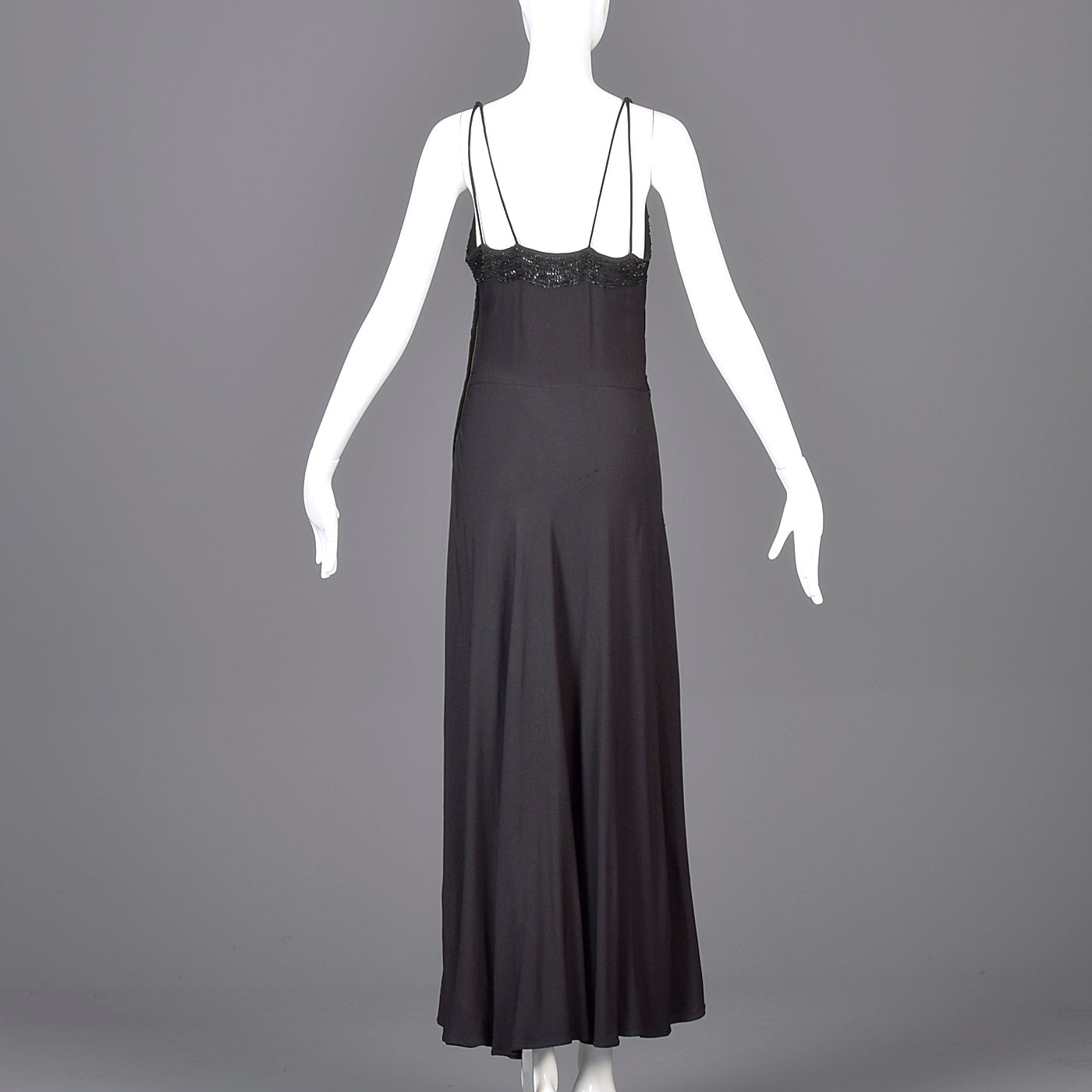 1930s Black Evening Gown with Sequined Bust