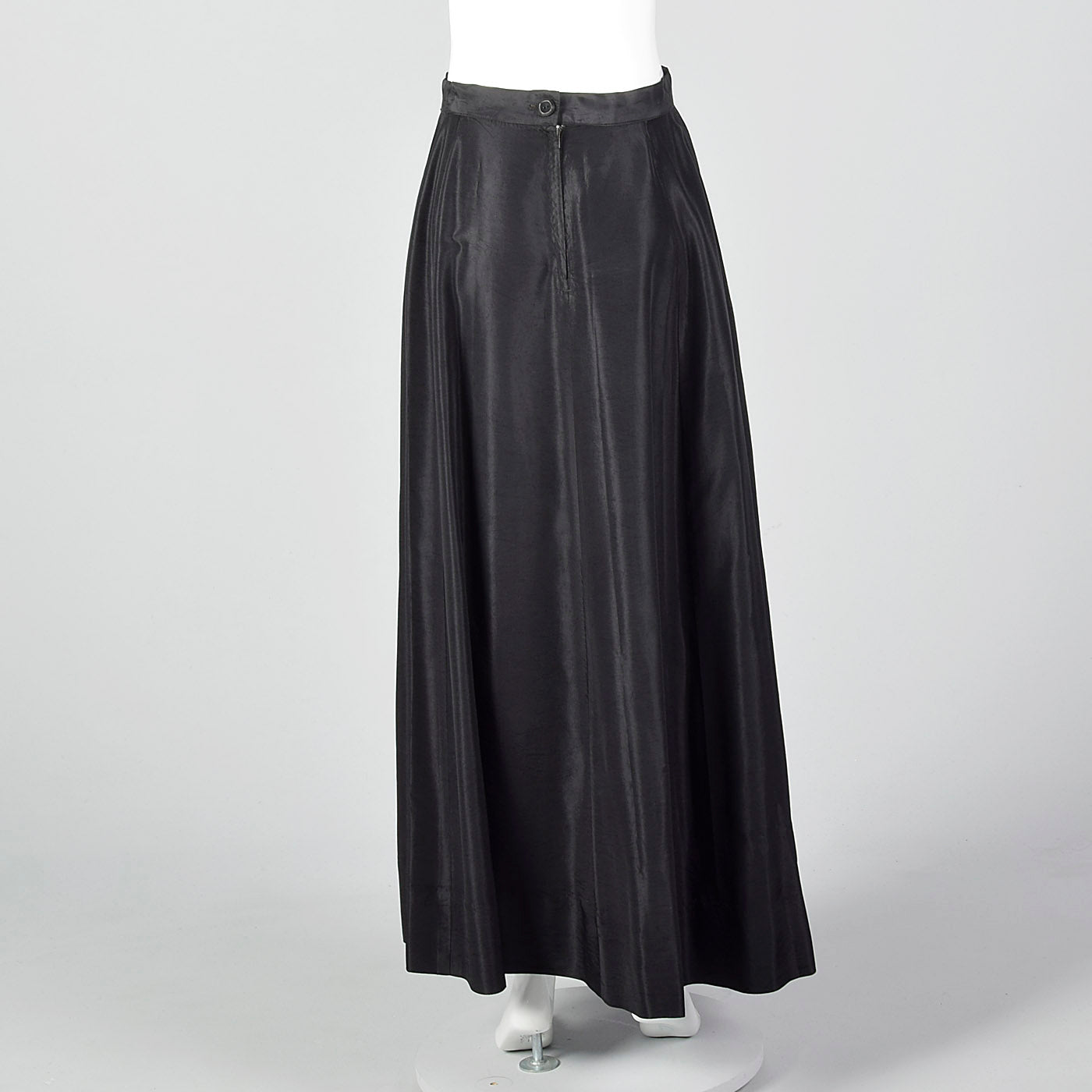 1950s Black Taffeta Maxi Skirt