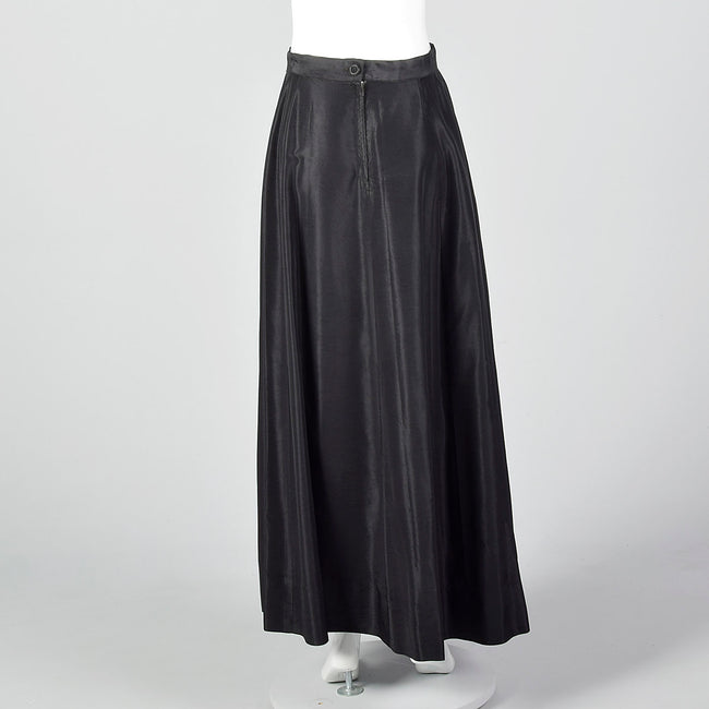 1950s Black Taffeta Maxi Skirt