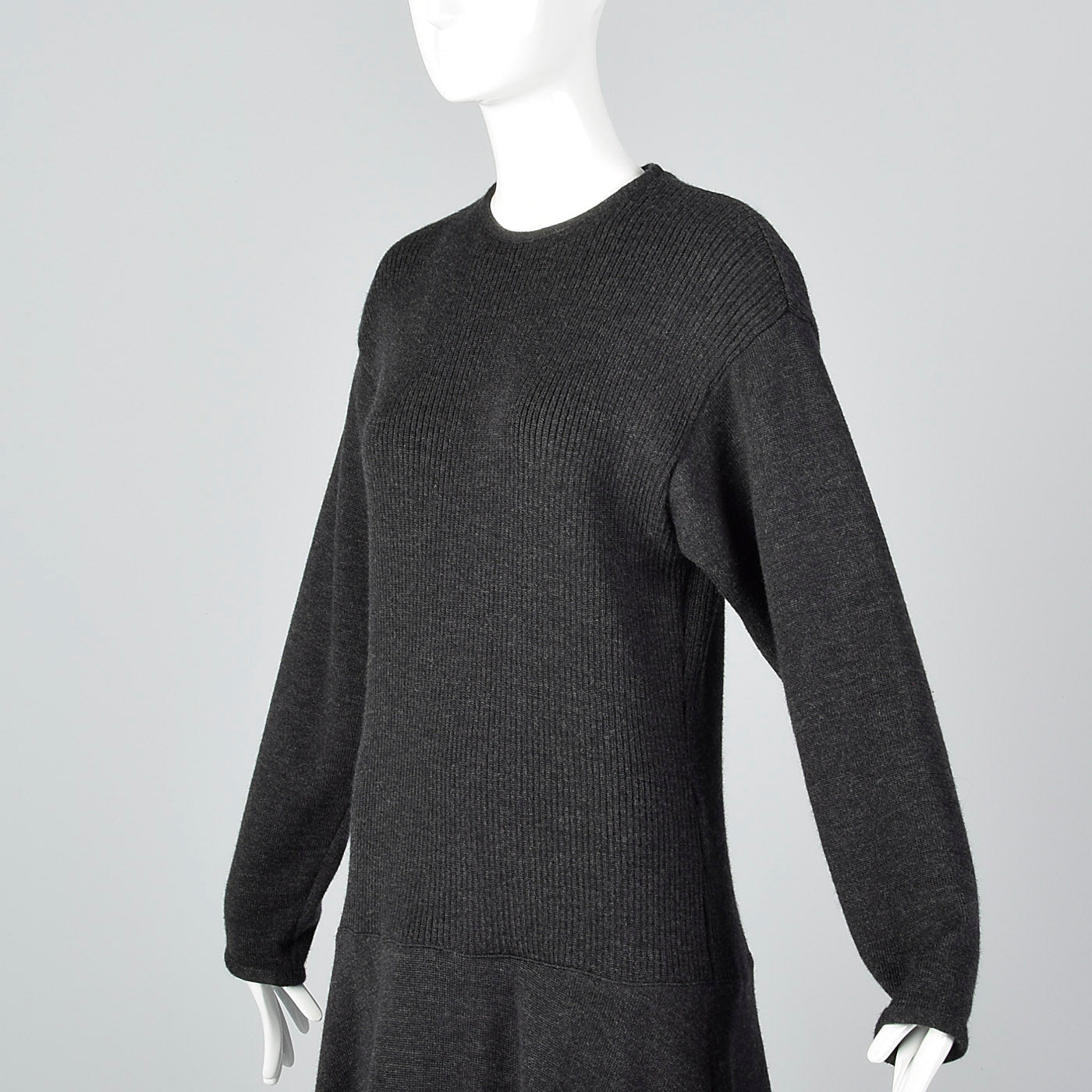 1970s Lilli Ann I. Magnin Gray Sweater Dress