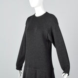 1970s Lilli Ann I. Magnin Gray Sweater Dress