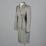 1990s Richard Tyler Black & White Plaid Skirt Suit