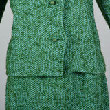 1960s Two Piece Green Tweed Suit