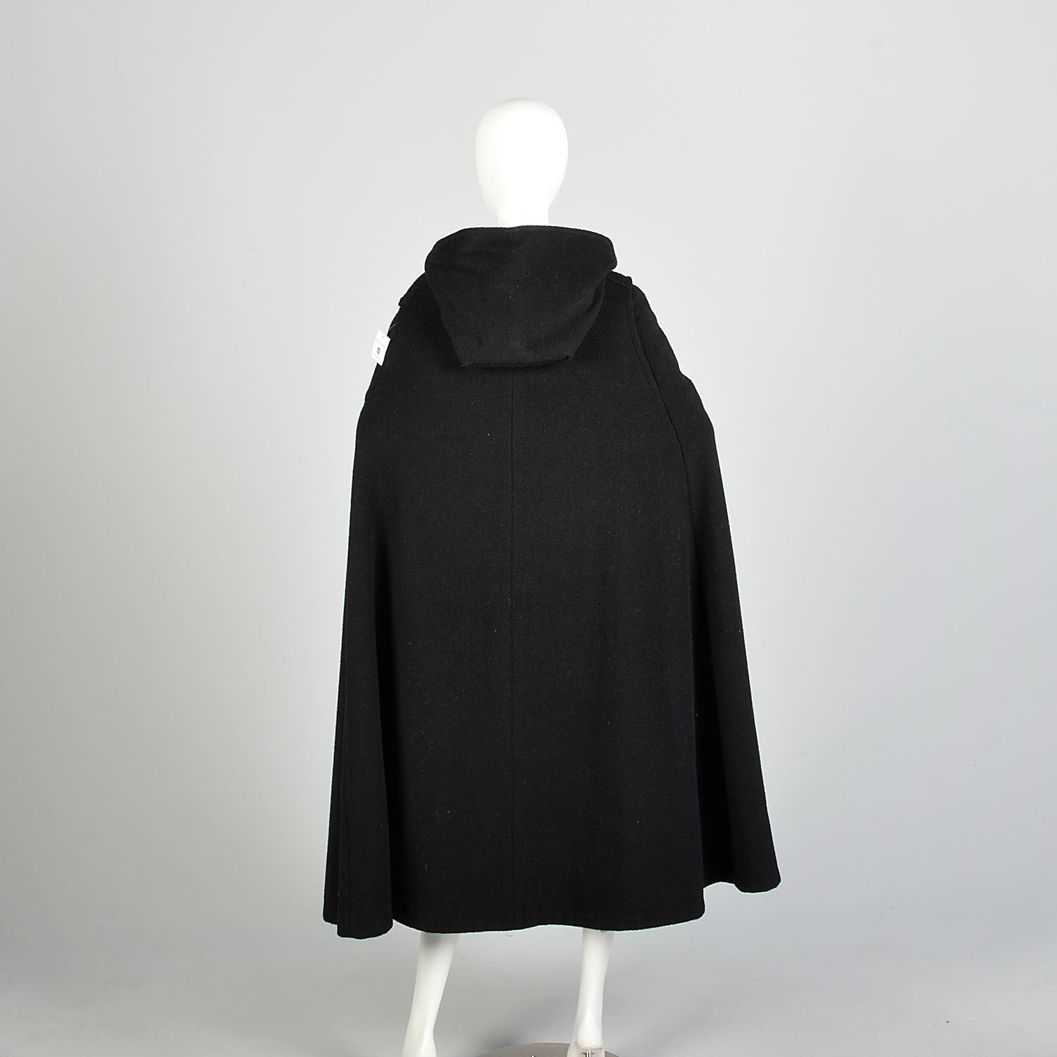 OSFM 1980s Heavy Hooded Wool Cape Black Winter Cloak Wool Hood Thick